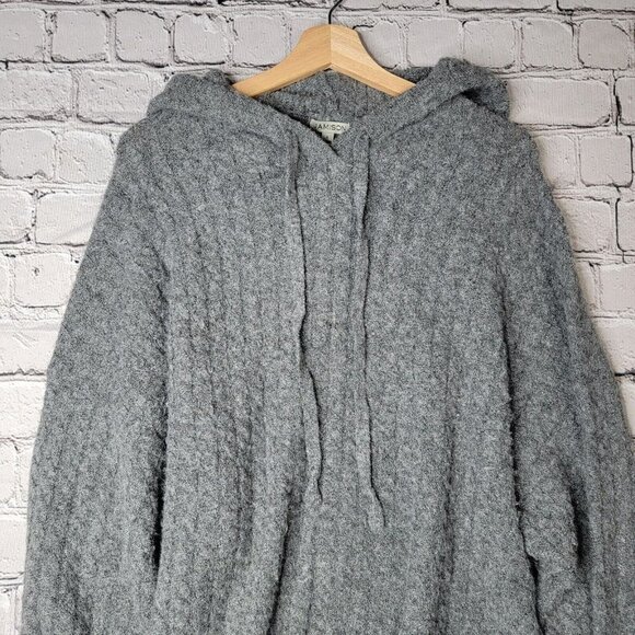 Jamison Soft Brynn Cable Knit Drawstring Hoodie LongSleeve In Gray Size L - Picture 2 of 10